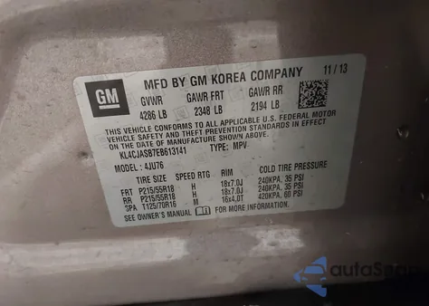 2014 Buick Encore z USA, uszkodzony, nr VIN KL4CJASB7EB613141